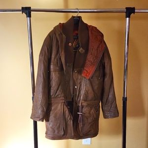 Vintage Golden Goose By Daniel Young Leather Coat Dark Brown Convertible Size Sm